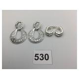 EARRINGS SILVER TONE OPEN WORK HOOPS ETC.