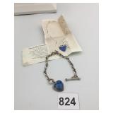 SILVER 925 BRACELET WITH LAPIS LAZULI HEART