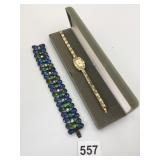 NOLAN MILLER WRISTWATCH RHINESTONES GOLD TONE