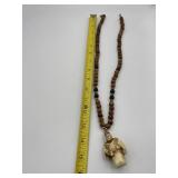 JAPANESE NETSUKE NECKLACE W/ UNUSUAL BEADS