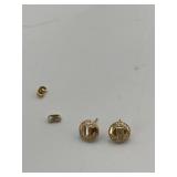 GOLD AND DIAMOND EARRINGS RECTANGLE CENTER STONE