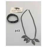 OUT OF AFRICA HEMATITE NECKLACE WITH LEAVES AND