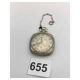 ELGIN POCKET WATCH SILVER TONE MONARCH 15 JEWELS
