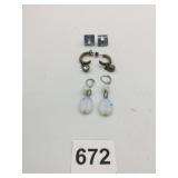 EARRINGS LIZ CLAIRBORNE GREEN STONE DROP BLUE