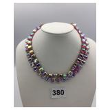 DOUBLE STRAND PINK CRYSTAL NECKLACE