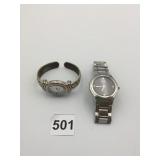 WRIST WATCHES GENEVA CUFF RELIC SILVER TONE