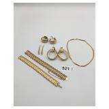 TRIFARI GOLD TONE BRACELETS EARRINGS HOOPS CHAIN