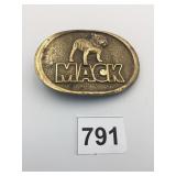 BELT BUCKLE MAC TRUCK BULLDOG GOLD TONE METAL