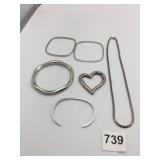 SILVER TONE BANGLE BRACELETS CUFF BRACELET CHAIN