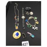 CHARM BRACELET NECKLACE GENEVA WRISTWATCH BEADED