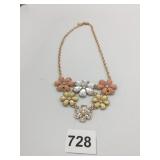 STATEMENT NECKLACE GOLD TONE ORANGE YELLOW
