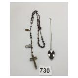 TRIFARI OWL PENDANT NECKLACE ROSARY BEADS