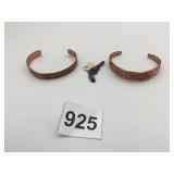 CUFF BRACELETS COPPER EMBOSSED SMALL GUN CHARM