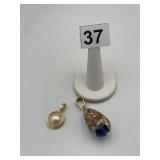 PENDANT GOLD FLORAL DANGLE TEARDROP
