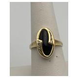 14 KP RING WITH BLACK ONYX CENTER