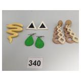 YELLOW PIN GREEN EARRINGS PLASTIC DROP EARRINGS