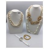 VINTAGE WHITE MULTI STRAND NECKLACE NEEDS HOOK
