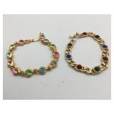 BRACELETS GOLD TONE MULTI COLORED STONES