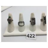 RING GROUP SILVER TONE SIZES 10-8.5-6.5
