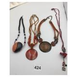 BOHEMIAN NECKLACE GROUP BEADED  LEATHER SUEDE