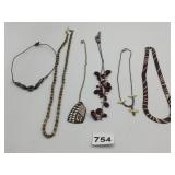 NECKLACE GROUP RED STONES HEMATITE BIRD FETISH