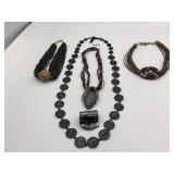 BEADED BLACK AND GOLD NECKLACES CHOKERS CHICOS