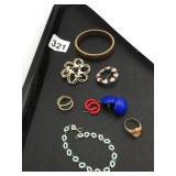 PINS WREATH SAAH OPEN FLOWERS RING EARRINGS BLUE