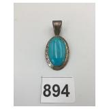 SILVER 925 PENDANT SOUTHWEST DESIGN BLUE STONE