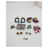 GROUP OF EARRINGS ENAMEL PINK SHELLS MARK A SITE