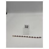 PURPLE AMYTHYST BRACELET MARKED 585 7.5" LONG