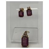 1/20 TH 14 K GOLD PENDANT, EARRINGS