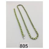 GREEN STONE POSSIBLY PERIDOT  21" NECKLACE