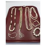 NECKLACE GROUP PEARLS DOUBLE SINGLE STRAND PEARL