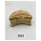 JEWELRY BOX GOLD CRESCENT SHAPE HINGED LID LINING
