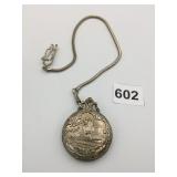 JACQUES COUTURE POCKET WATCH TRAIN DESIGN SILVER