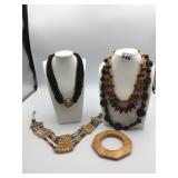 BEADED NECKLACES CHOKERS WOOD SEED BEADS WOODEN