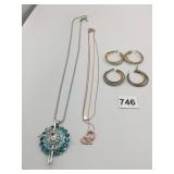 PENDANT NECKLACES BLUE RHINESTONE BALLET DANCER