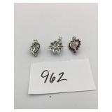 WISH PEARL PENDANTS HEART WITH RED STONES BLACK