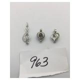 WISH PEARL PENDANTS HEART WITH CLEAR RHINESTONES