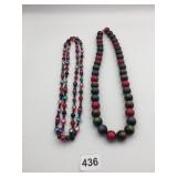 LARGE BEAD MULTI COLO NECKLACE RED BLUE BROWN