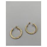14KT GOLD TEXTURED HOOPS PIERCED EARRINGS 2.2