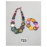 MULTICOLOR NECKLACE SHELL DISKS COORDINATING