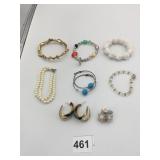 BRACELETS DBL PEARL LUCKY BRAND GOLD TONE BANGLE