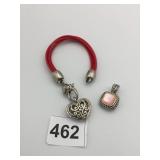 BRACELET RED SILICONE MULTIBAND SILVER TONE CAP