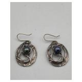 STERLING EARRINGS ISRAEL - GRAY PEARL CENTER 2.6