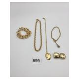 CHAIN BRACELET PENDANT NECKLACE  SHELL EARRINGS