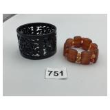 BRACELET STRETCH CARNELIAN PLASTIC BANGLE OPEN