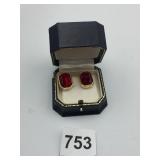 SWAROVSKI CRYSTAL EARRINGS RED STONES BOXED