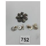KREISLER CUFF LINKS PAUA SHELL FLOWER PENDANT