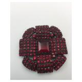 RED RHINESTONE BLACK METAL 2" PIN